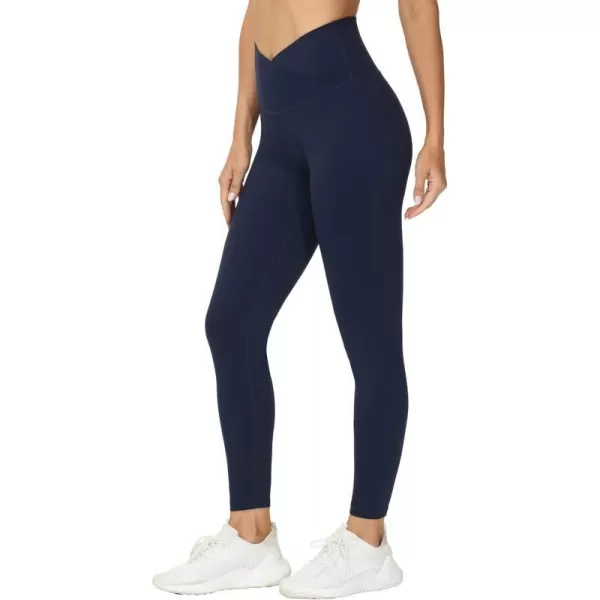 THE GYM PEOPLE Womens V Cross Waist Yoga Leggings with High Waisted Tummy ControlBlue