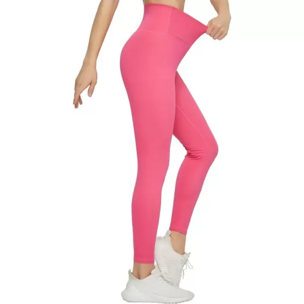 THE GYM PEOPLE Womens V Cross Waist Yoga Leggings with High Waisted Tummy ControlBright Pink
