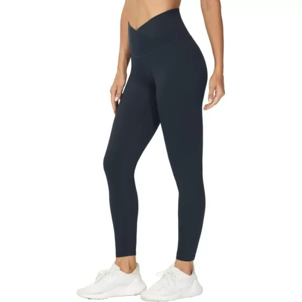 THE GYM PEOPLE Womens V Cross Waist Yoga Leggings with High Waisted Tummy ControlCharcoal Grey