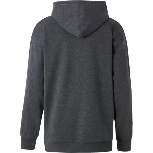 THE GYM PEOPLE Mens Pullover Hoodie in Loose fit Heavyweight Ultra Soft Fleece With PocketsDark Greyfleece Lined