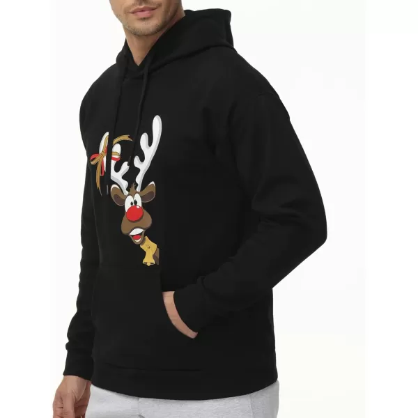 THE GYM PEOPLE Mens Pullover Hoodie in Loose fit Heavyweight Ultra Soft Fleece With PocketsElk Print Black