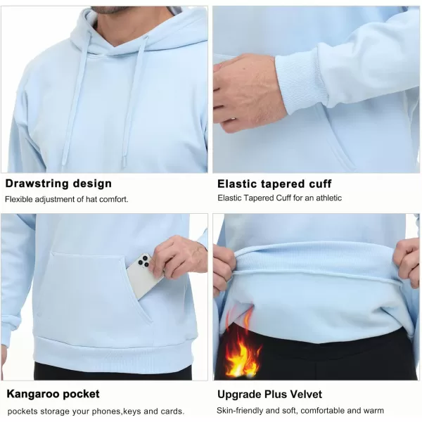 THE GYM PEOPLE Mens Pullover Hoodie in Loose fit Heavyweight Ultra Soft Fleece With PocketsLight Blue