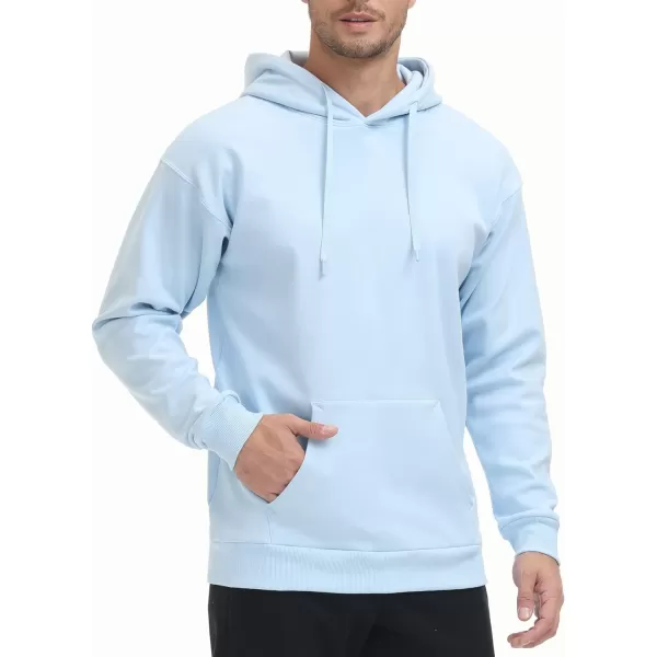 THE GYM PEOPLE Mens Pullover Hoodie in Loose fit Heavyweight Ultra Soft Fleece With PocketsLight Blue