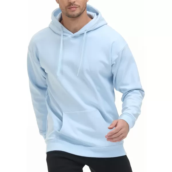 THE GYM PEOPLE Mens Pullover Hoodie in Loose fit Heavyweight Ultra Soft Fleece With PocketsLight Blue