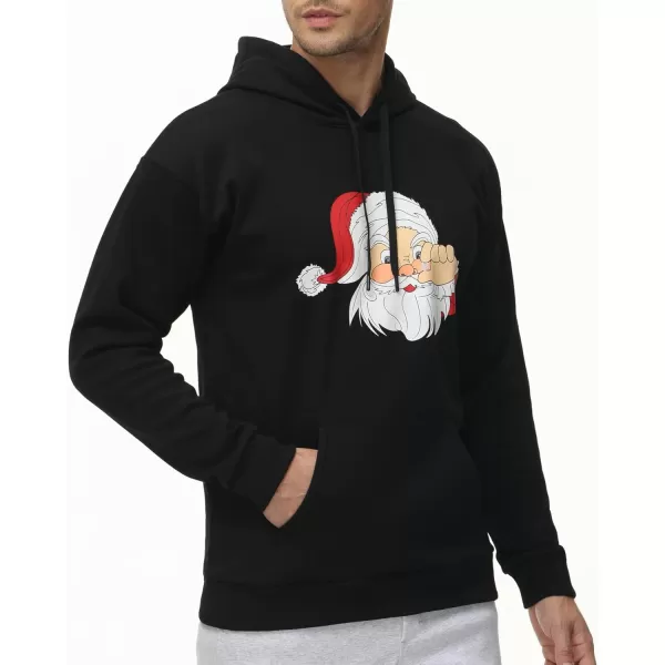 THE GYM PEOPLE Mens Pullover Hoodie in Loose fit Heavyweight Ultra Soft Fleece With PocketsSanta Print Black