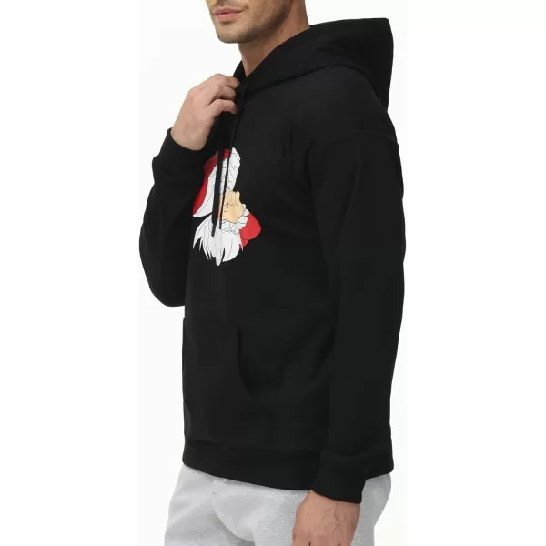 THE GYM PEOPLE Mens Pullover Hoodie in Loose fit Heavyweight Ultra Soft Fleece With PocketsSanta Print Black