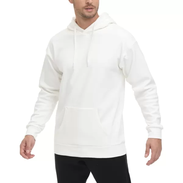 THE GYM PEOPLE Mens Pullover Hoodie in Loose fit Heavyweight Ultra Soft Fleece With PocketsWhite
