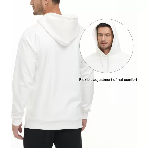 THE GYM PEOPLE Mens Pullover Hoodie in Loose fit Heavyweight Ultra Soft Fleece With PocketsWhite
