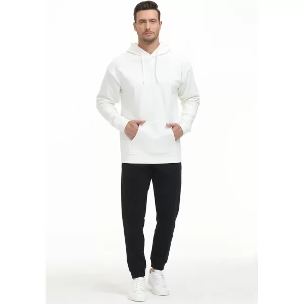 THE GYM PEOPLE Mens Pullover Hoodie in Loose fit Heavyweight Ultra Soft Fleece With PocketsWhite