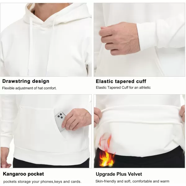 THE GYM PEOPLE Mens Pullover Hoodie in Loose fit Heavyweight Ultra Soft Fleece With PocketsWhite