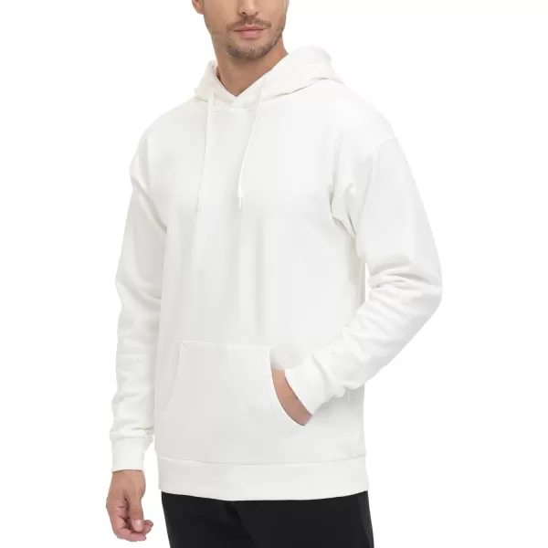 THE GYM PEOPLE Mens Pullover Hoodie in Loose fit Heavyweight Ultra Soft Fleece With PocketsWhite
