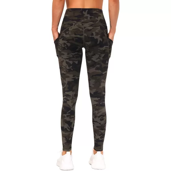 THE GYM PEOPLE Thick High Waist Yoga Pants with Pockets Tummy Control Workout Running Yoga Leggings for WomenArmy Green Camo