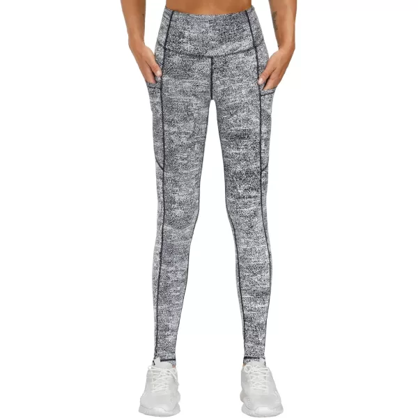 THE GYM PEOPLE Thick High Waist Yoga Pants with Pockets Tummy Control Workout Running Yoga Leggings for WomenBlack  White Jacquard