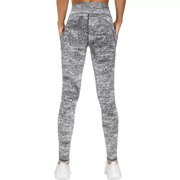 THE GYM PEOPLE Thick High Waist Yoga Pants with Pockets Tummy Control Workout Running Yoga Leggings for WomenBlack  White Jacquard