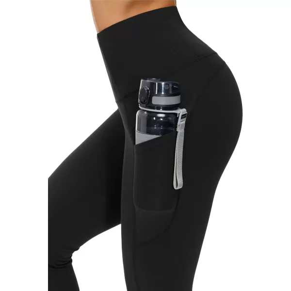 THE GYM PEOPLE Thick High Waist Yoga Pants with Pockets Tummy Control Workout Running Yoga Leggings for WomenBlack