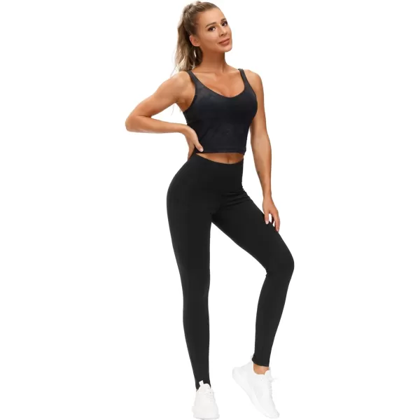 THE GYM PEOPLE Thick High Waist Yoga Pants with Pockets Tummy Control Workout Running Yoga Leggings for WomenBlack