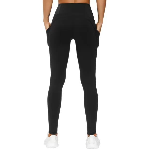 THE GYM PEOPLE Thick High Waist Yoga Pants with Pockets Tummy Control Workout Running Yoga Leggings for WomenBlack