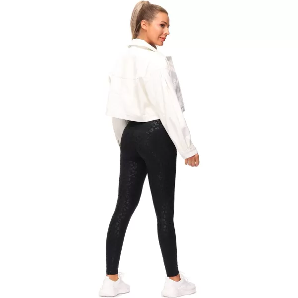 THE GYM PEOPLE Thick High Waist Yoga Pants with Pockets Tummy Control Workout Running Yoga Leggings for WomenBlack Leopard