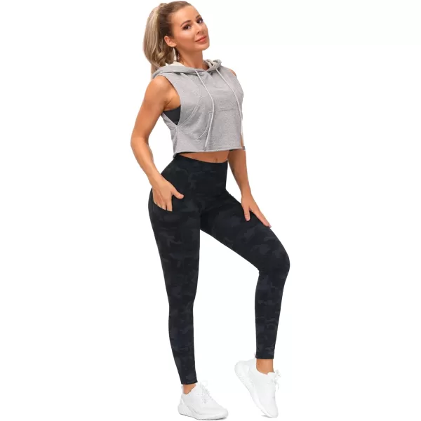 THE GYM PEOPLE Thick High Waist Yoga Pants with Pockets Tummy Control Workout Running Yoga Leggings for WomenBlackgrey Camo