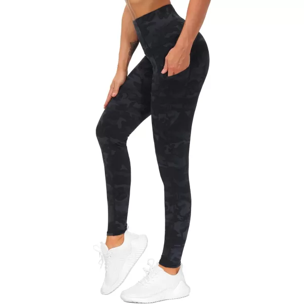 THE GYM PEOPLE Thick High Waist Yoga Pants with Pockets Tummy Control Workout Running Yoga Leggings for WomenBlackgrey Camo