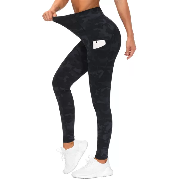 THE GYM PEOPLE Thick High Waist Yoga Pants with Pockets Tummy Control Workout Running Yoga Leggings for WomenBlackgrey Camo