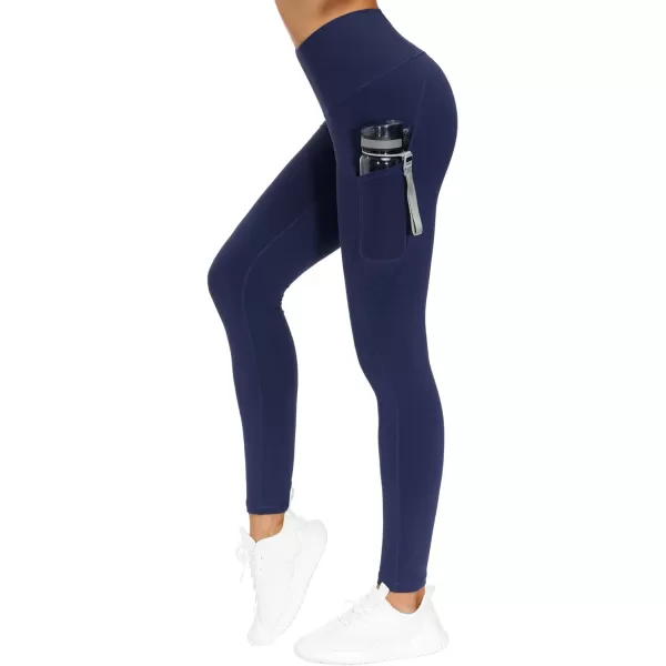 THE GYM PEOPLE Thick High Waist Yoga Pants with Pockets Tummy Control Workout Running Yoga Leggings for WomenBlue