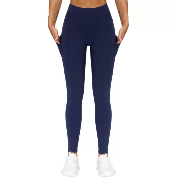 THE GYM PEOPLE Thick High Waist Yoga Pants with Pockets Tummy Control Workout Running Yoga Leggings for WomenBlue