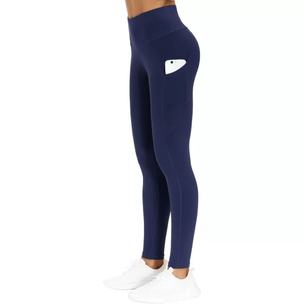 THE GYM PEOPLE Thick High Waist Yoga Pants with Pockets Tummy Control Workout Running Yoga Leggings for WomenBlue
