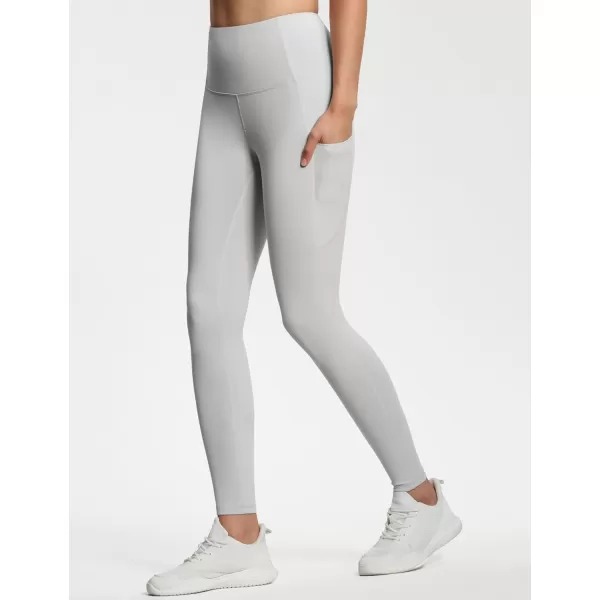 THE GYM PEOPLE Thick High Waist Yoga Pants with Pockets Tummy Control Workout Running Yoga Leggings for WomenBright Grey