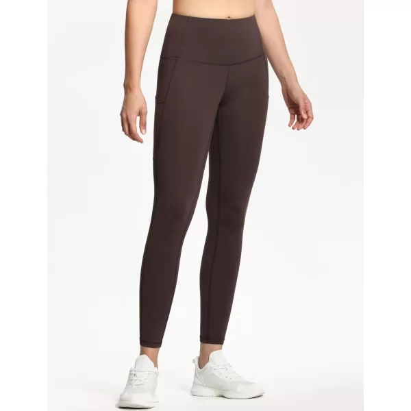THE GYM PEOPLE Thick High Waist Yoga Pants with Pockets Tummy Control Workout Running Yoga Leggings for WomenBrown