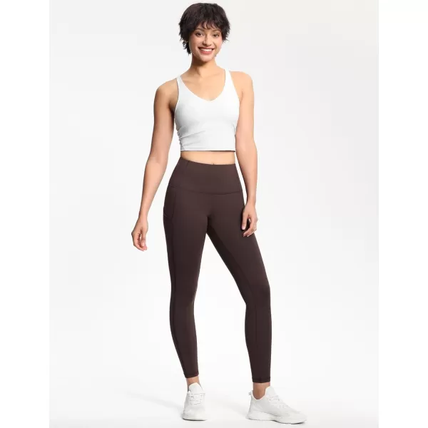 THE GYM PEOPLE Thick High Waist Yoga Pants with Pockets Tummy Control Workout Running Yoga Leggings for WomenBrown