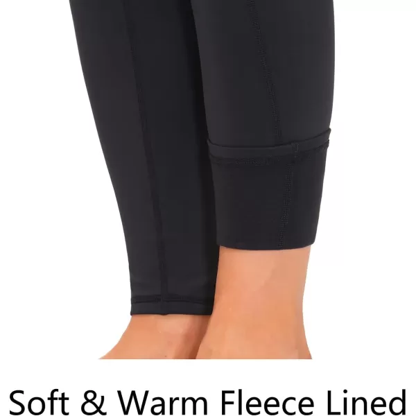 THE GYM PEOPLE Thick High Waist Yoga Pants with Pockets Tummy Control Workout Running Yoga Leggings for WomenFleece Lined Black