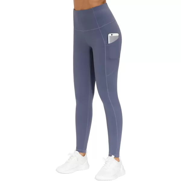 THE GYM PEOPLE Thick High Waist Yoga Pants with Pockets Tummy Control Workout Running Yoga Leggings for WomenInk Blue