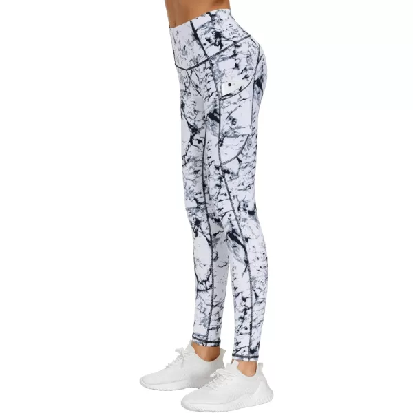 THE GYM PEOPLE Thick High Waist Yoga Pants with Pockets Tummy Control Workout Running Yoga Leggings for WomenMarble