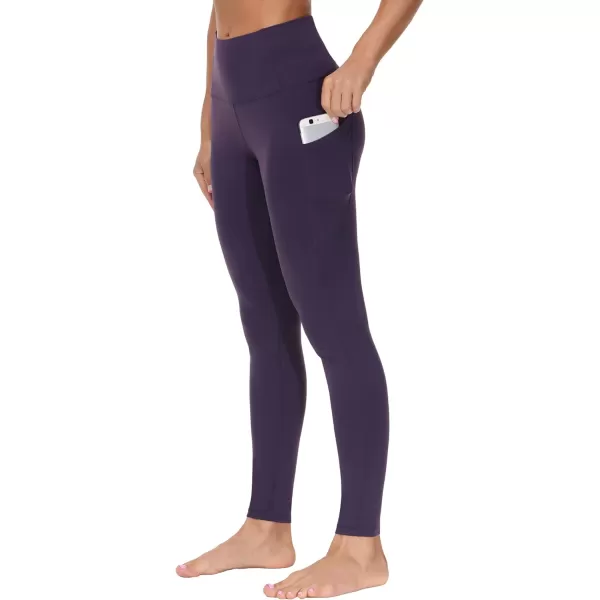 THE GYM PEOPLE Thick High Waist Yoga Pants with Pockets Tummy Control Workout Running Yoga Leggings for WomenPurple