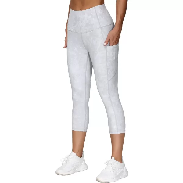 THE GYM PEOPLE Thick High Waist Yoga Pants with Pockets Tummy Control Workout Running Yoga Leggings for WomenZ Capris Tie Dye White