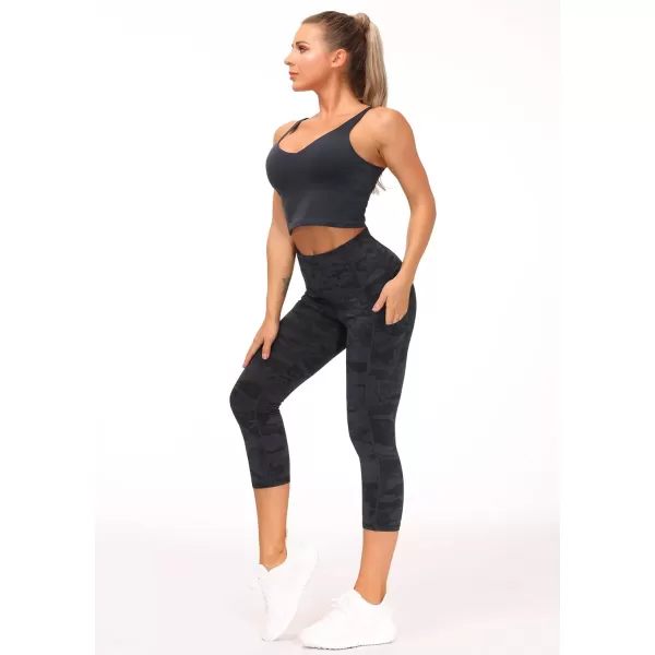 THE GYM PEOPLE Thick High Waist Yoga Pants with Pockets Tummy Control Workout Running Yoga Leggings for WomenZcapris Camo