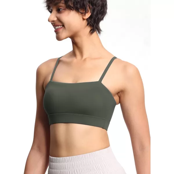 THE GYM PEOPLE Womens Adjustable Spaghetti Strap Sports Bras Wirefree Workout Tops with Removable PaddedBean Brown