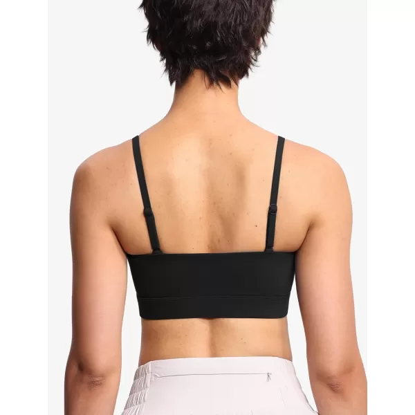 THE GYM PEOPLE Womens Adjustable Spaghetti Strap Sports Bras Wirefree Workout Tops with Removable PaddedBlack
