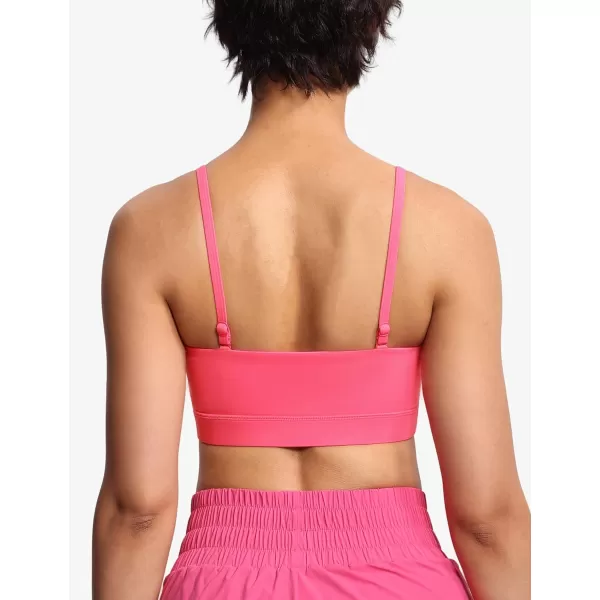 THE GYM PEOPLE Womens Adjustable Spaghetti Strap Sports Bras Wirefree Workout Tops with Removable PaddedBright Pink