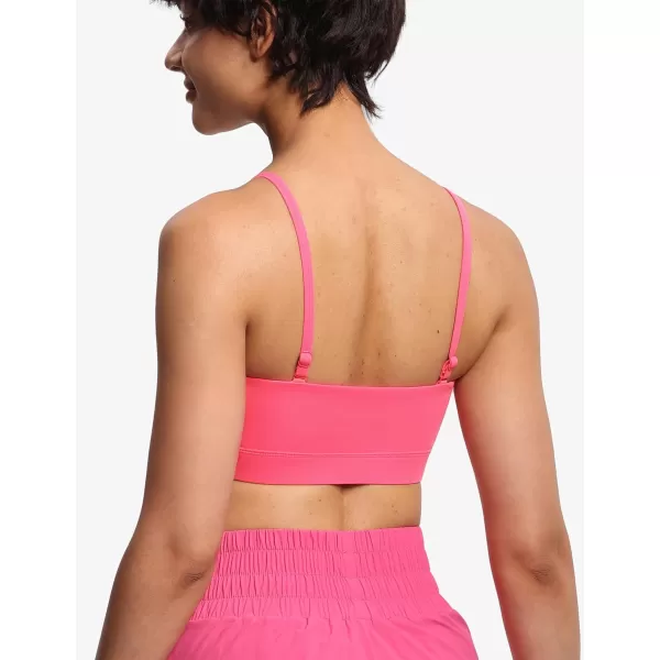 THE GYM PEOPLE Womens Adjustable Spaghetti Strap Sports Bras Wirefree Workout Tops with Removable PaddedBright Pink