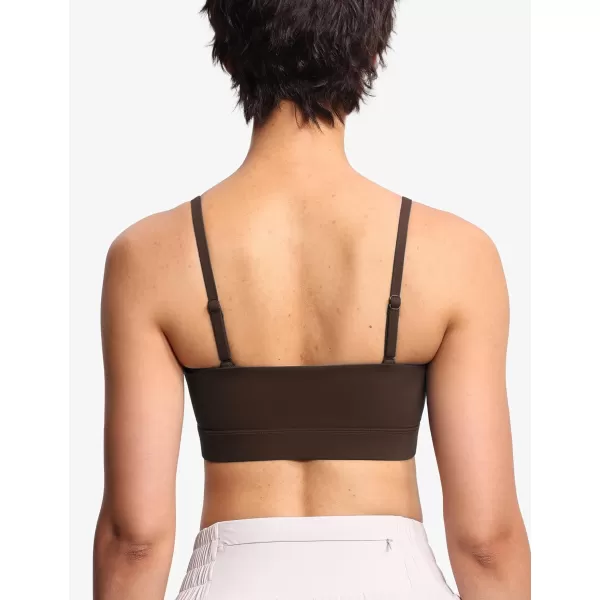 THE GYM PEOPLE Womens Adjustable Spaghetti Strap Sports Bras Wirefree Workout Tops with Removable PaddedBrown