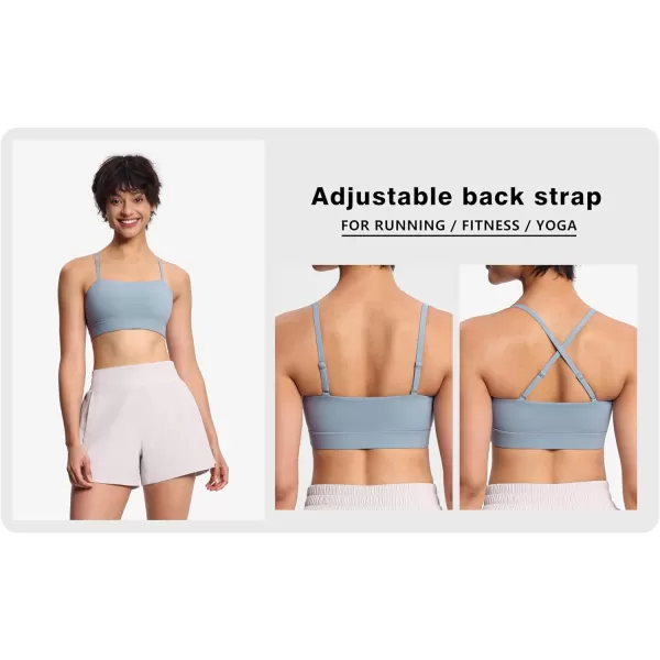 THE GYM PEOPLE Womens Adjustable Spaghetti Strap Sports Bras Wirefree Workout Tops with Removable PaddedDenim Blue