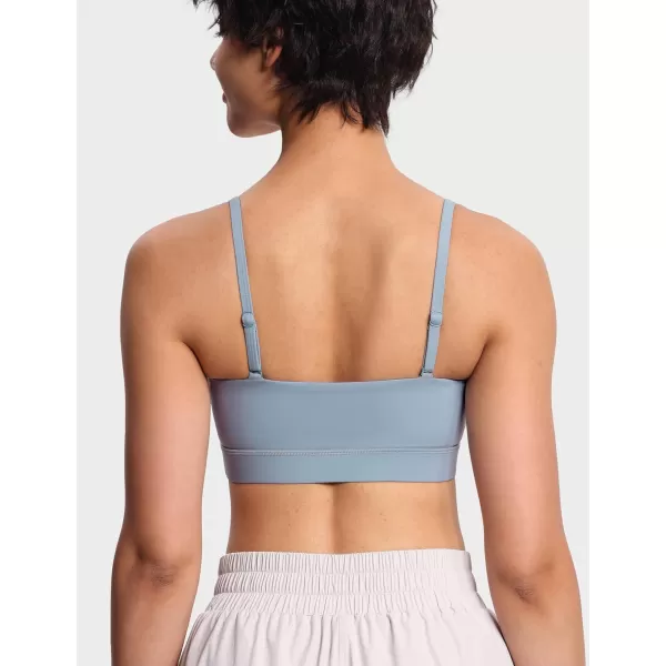 THE GYM PEOPLE Womens Adjustable Spaghetti Strap Sports Bras Wirefree Workout Tops with Removable PaddedDenim Blue