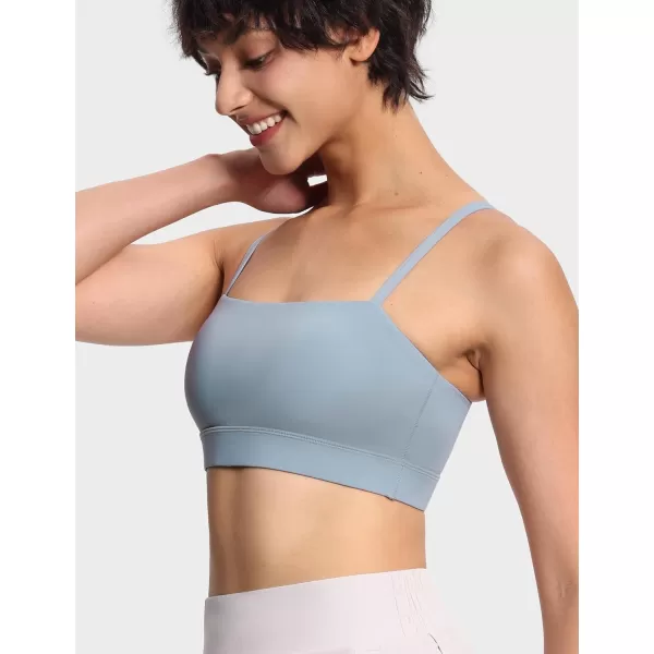 THE GYM PEOPLE Womens Adjustable Spaghetti Strap Sports Bras Wirefree Workout Tops with Removable PaddedDenim Blue