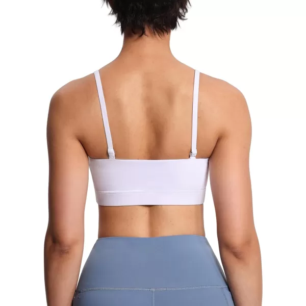 THE GYM PEOPLE Womens Adjustable Spaghetti Strap Sports Bras Wirefree Workout Tops with Removable PaddedWhite