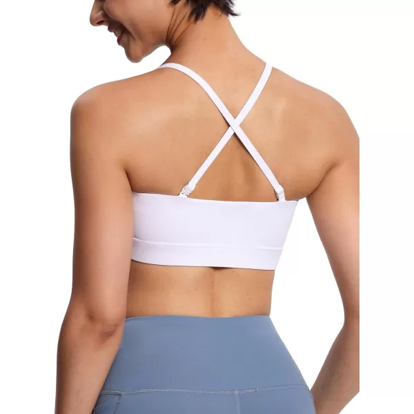 THE GYM PEOPLE Womens Adjustable Spaghetti Strap Sports Bras Wirefree Workout Tops with Removable PaddedWhite