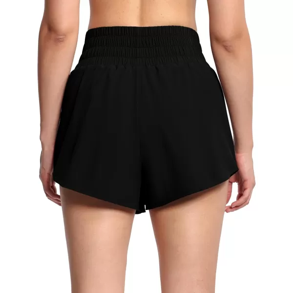 THE GYM PEOPLE Womens Athletic Shorts Elastic Waisted Quick Dry Ruffle Tennis Workout Skorts with Mesh Liner Zip PocketsBlack