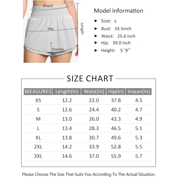 THE GYM PEOPLE Womens Athletic Shorts Elastic Waisted Quick Dry Ruffle Tennis Workout Skorts with Mesh Liner Zip PocketsBright Grey