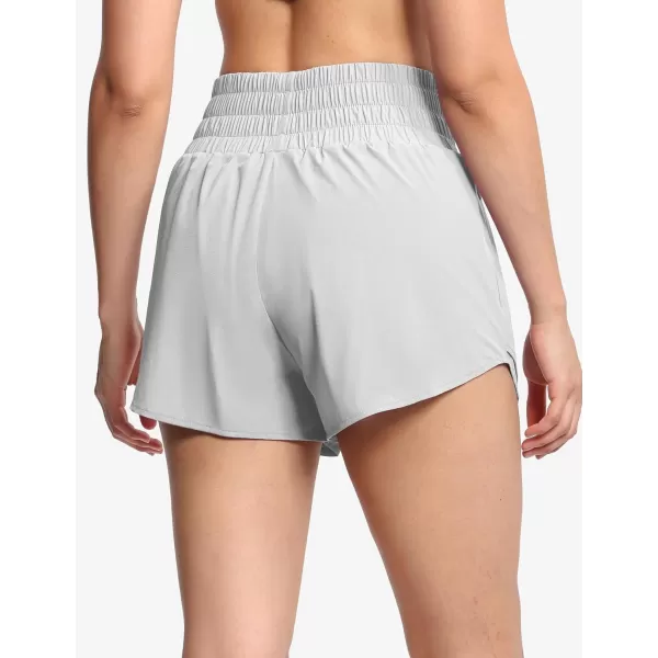 THE GYM PEOPLE Womens Athletic Shorts Elastic Waisted Quick Dry Ruffle Tennis Workout Skorts with Mesh Liner Zip PocketsBright Grey